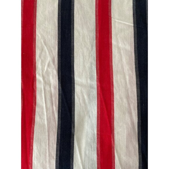 Vintage Fabric Red White Navy Stripe Quilting Sewing Cloth Cotton ~208 X 36 AS I - Picture 2 of 16